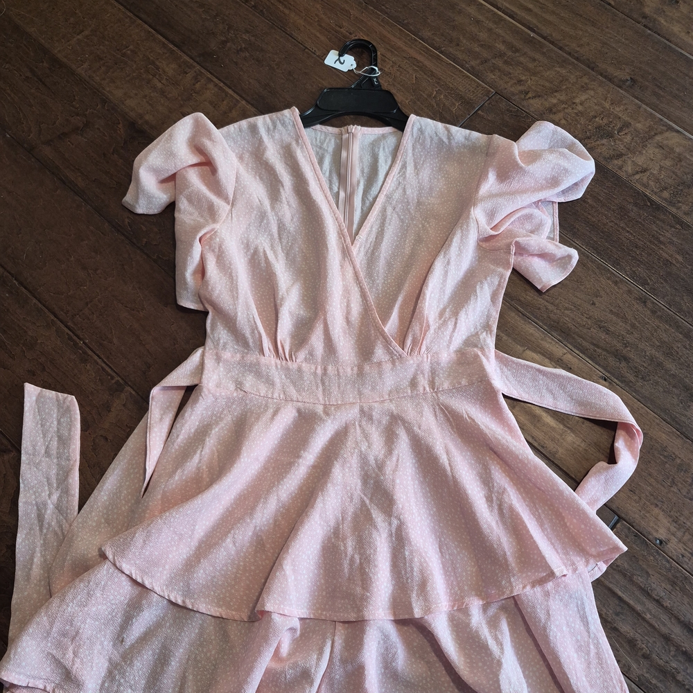 Women’s Pink Ruffle Wrap-Style Top - Picture 2 of 4
